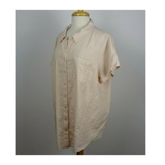 TORRID Button Front Shirt Textured Top Blouse Blush Light Pink Short Sleeve 2X - Picture 5 of 12